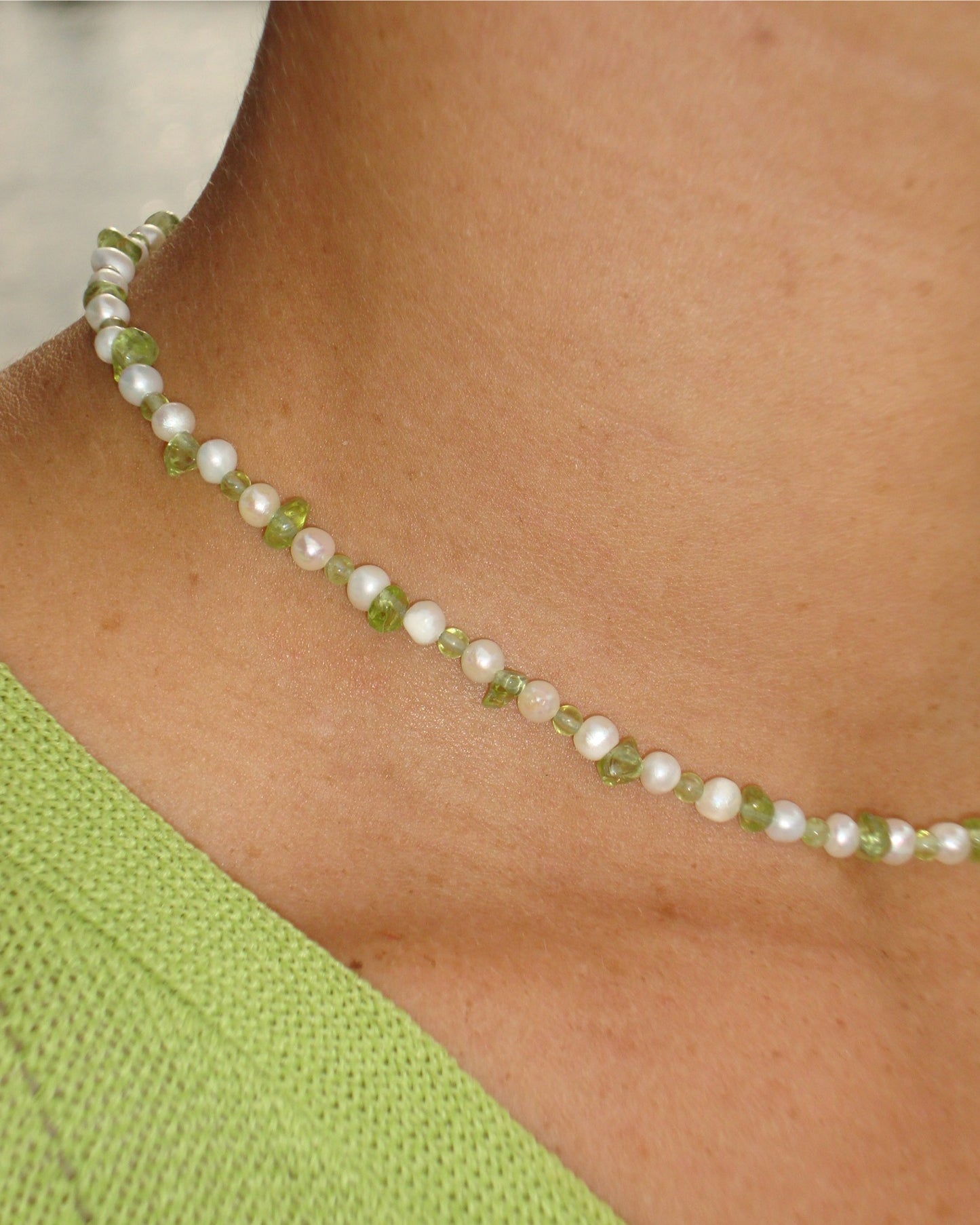 Peridot Pearl Mix Necklace