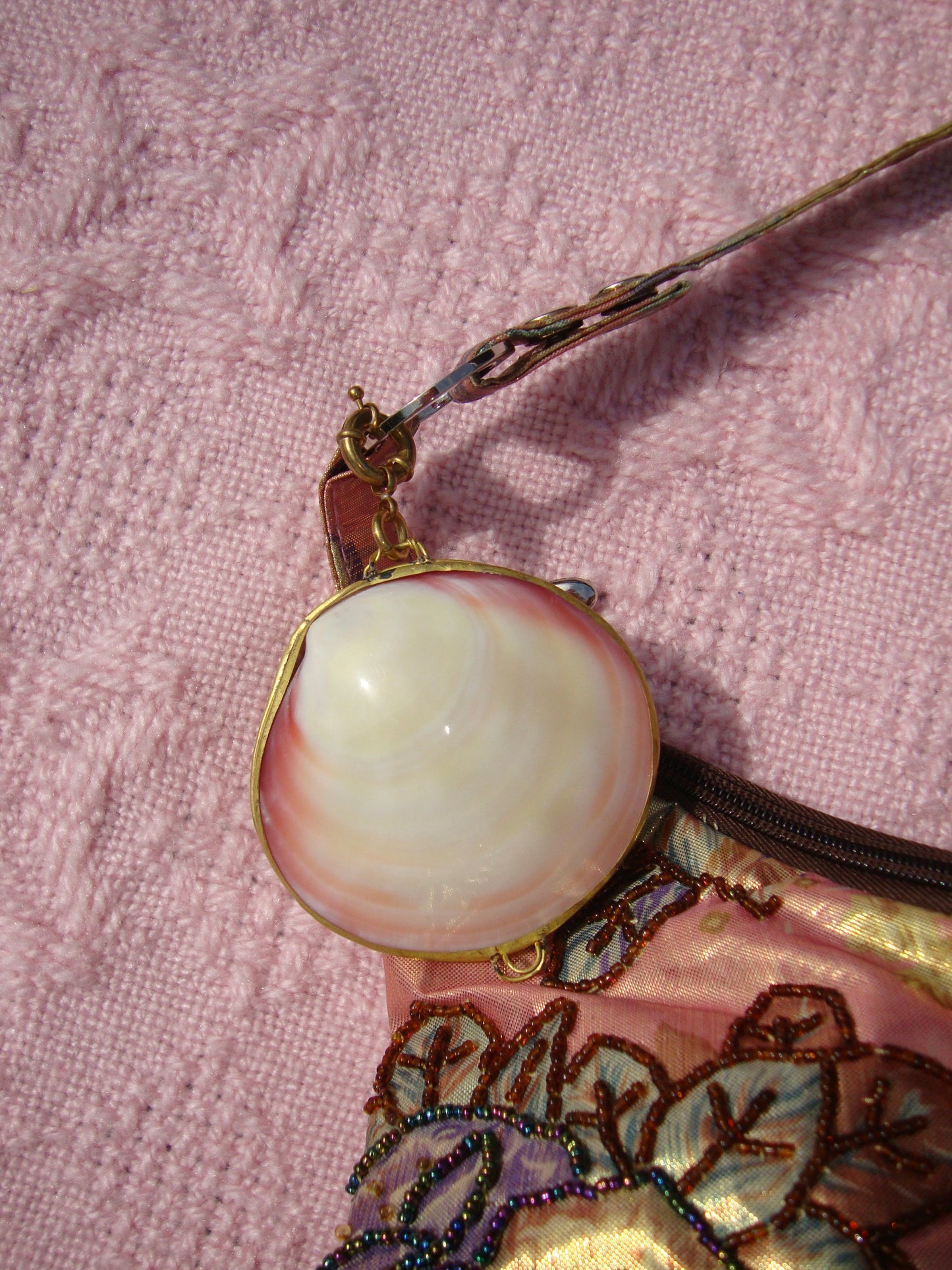 Pink Clam Seashell Case Charm