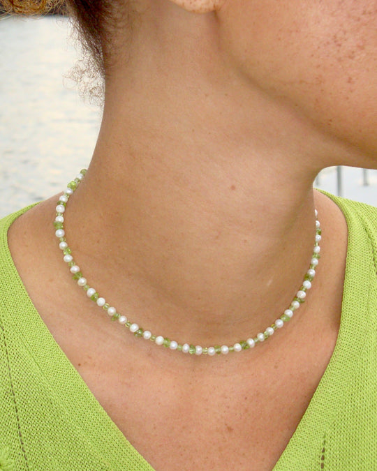 Peridot Pearl Mix Necklace